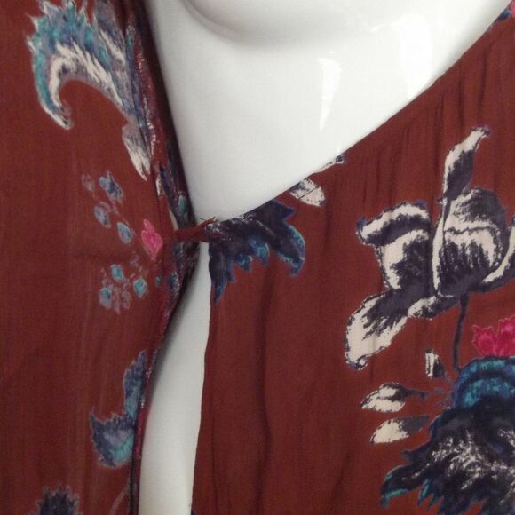 BILLABONG Wrap Dress, S, Rust/Multicolor Floral, Short sleeve, Rayon - Picture 6 of 15